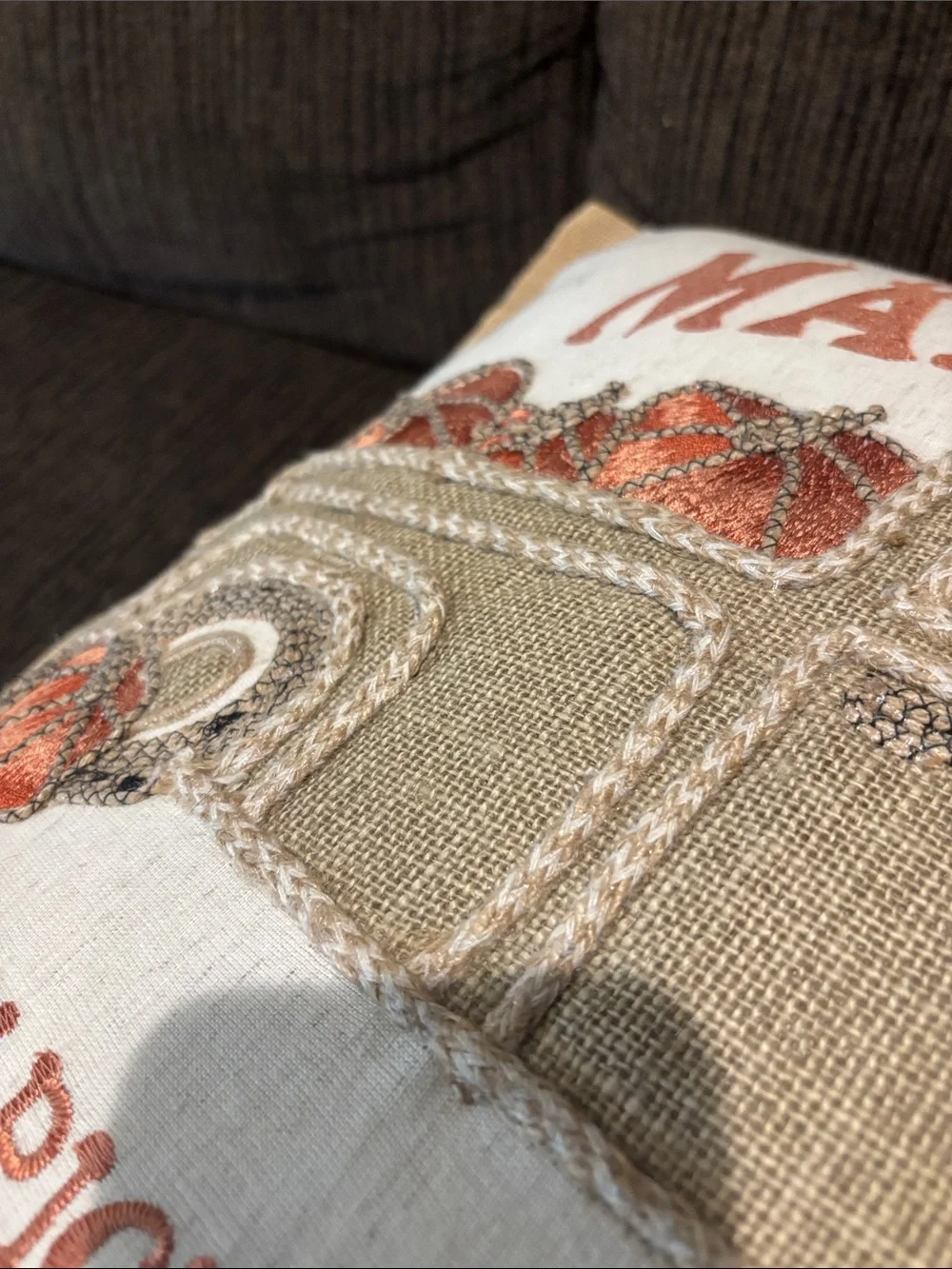 Harvest Market Fresh Picked Pumpkins Decorative Pillow - Cream & Orange